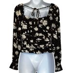 Lulus Chic Validation Black Floral Print Ruched Long Sleeve Top NWT Size Small Photo 7