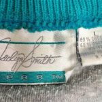 Jaclyn Smith Vintage 90s Sport Velour Stripes Teal & Grey Henley Sweatshirt sz L Photo 7