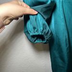 Entro  Womens Mini Dress Size M Teal Long Sleeve Square Neck Ruched Party elegant Photo 2