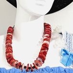 Navajo Spiny Oyster Necklace w Chunky Red Orange Beads Silver Plated Toggle EUC Photo 10