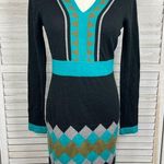 Roz & Ali  Sweater Dress Long Sleeve Bodycon Black w Geometric Print-Small Photo 0