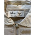 VTG Albert Nipon Dress Womens Drop Waist Beige Puff Sleeves Satin Striped Size 8 Tan Photo 3