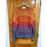 525 America  Multicolor Chunky Knit Ombre Sweater Women’s L Rainbow Knit Photo 3