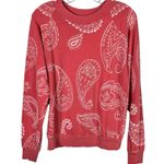 Wildfox  Coral Peach Pink Bandana Paisley Printed Lightweight Crewneck Top Medium Photo 0