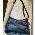 None Black Faux Leather Crossbody Shoulder Bag Gold Zipper Pockets Baddie Luxe City Photo 2