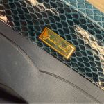 Judith Leiber Python Evening Bag medium clutch cross body purse blue w/ clasp Photo 6