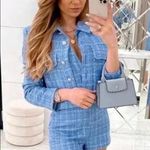 ZARA  light blue tweed cropped blazer in size xs Photo 3