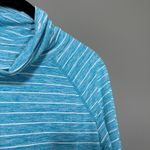 GapFit Women's Blue Striped Tunnel Neck Activewear Top - Size Small - Thumbholes Photo 1