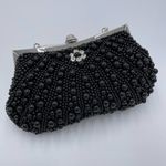 Vintage Inspired Black Floral Embellished Large Beading Evening Clutch Photo 2