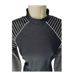 All In Motion Rash Guard, Mock Neck, Long Sleeve. Black w/ White Stripes. Size M Photo 5