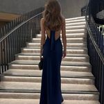 ZARA  maxi dress satin slip gown Elegant blue Halter formal party wedding prom Photo 6