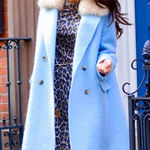 Vintage Crestmoor Wool Norwegian Fox Fur Collar Pea Coat 50s 60's Blue Size M Photo 0