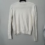 J.Crew NEW Cable-Knit Hearts Crewneck Sweater Women White Small Preppy Capsule Photo 3