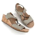 Abella Women's Mariah Striped Strappy Cork Wedge Sandals Black White Size 6 Black Photo 0