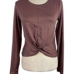 Zobha Laura Twist Front Long Sleeve Athletic Yoga Crop Top Mauve Size Small Photo 0