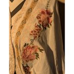 Paparazzi Ivory Embroidered Floral Geometric Kimono Cardigan L/XL Bohemian Photo 1