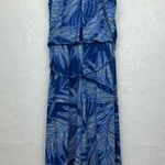 London Times Women's Blue Palm Tropical Halter Jumpsuit/Romper Sz 10 Sleeves Photo 9