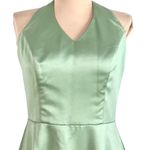 Bari Jay Halter Midi Satin Dress 8 Sage Green Bridesmaid Mother Ribbon Hem #305 Photo 1