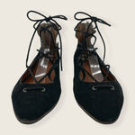 Lucky Brand Billoh Lace Up Zip Gladiator Point Black Suede Pointed Flat 8.5 Photo 1