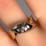 14KT .28 CARAT DIAMOND SOLID YELLOW & CHAMPAGNE GOLD BYPASS RING Photo 1