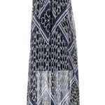 EXPRESS Boho Maxi Chiffon Tribal Bohemian Dress Long Sheer Blue Black Size XS Photo 8