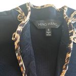 Ming Wang  Black Leopard Print Embellished Cardigan Sweater Jacket Size Small Photo 1