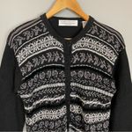 Vintage Cardigan Sweater Women Black Metallic Christmas Holiday Festive Medium Photo 2