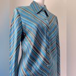 Old Navy Vintage ‘01  Blue & Brown Striped Collared Long Sleeve Button Down Shirt Photo 3