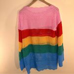 None NEW Rainbow Stripe Crochet Pullover Coverup Dress Rainbow Striped X Photo 5