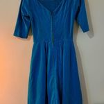 Circa 1960's Lorrie Deb blue velvet short sleeve dress Size 4 Photo 0
