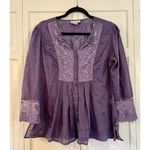 Coldwater Creek  purple lace trim blouse size large Photo 1
