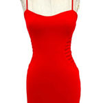 Halston Heritage Sleeveless Crepe Dress With Side Strips In Red Size 0 Photo 5