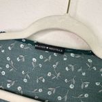 Brandy Melville  Green Floral Long Sleeve Crop Top Photo 5