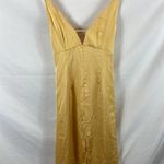 AMY LYNN Backless Satin Dress In Mustard size small Photo 1