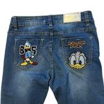 Tales Distressed Donald Duck Embroidered Character Skinny Ankle Jeans, Sz 28 Blue Photo 10