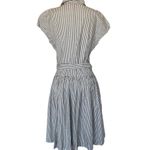 Norma Kamali Cotton Striped Shirt Dress Pleated Skirt Photo 5