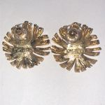 M. Jent Vintage Elegant Gold Tone and Faux Pearl Flower Earrings Photo 3