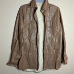 Camel Brown Pleather Shacket Photo 0