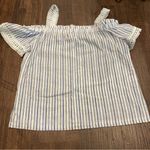 Cotton Blue Cotton Bleu • Striped Off-Shoulder Top Blue & White Photo 0