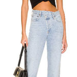 AGOLDE Criss Cross Straight Jeans in Women's Size 26 Button Fly Raw Hem Lt Wash Photo 0