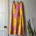 ZARA •floral wide leg pink pants•sz M Photo 1