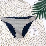 NWT NEW PQ Oro Seamless Metallic Reversible Swim Bottom Large L Silver Photo 1