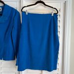 Leslie Fay Blue Two Piece Suede Skirt Set Size 14P Photo 5
