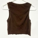 Playboy  Size Medium Chocolate Brown Ribbed Cropped Tank Top Heart Graphic Photo 4