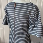 Ivanka Trump  | Blue & White Striped Dress With Ruffle Bell Sleeves | Size 4 Photo 3