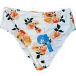 Cupshe  Swim Bikini Bottom Women's Size XL White Floral Tropical Beach Vacation Photo 0