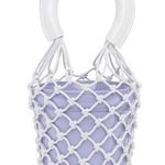 STAUD  Moreau macramé bucket bag patent leather handles lavender $399 revolve Photo 0