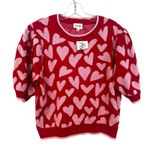 Peach Love California Short Sleeve Heart Sweater Womens Large Red Pink Valentine Photo 1