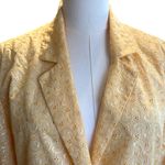 Sag Harbor Eyelet Jacket Lined 16P Yellow Button Down 3/4 Sleeve Office Chic Photo 2
