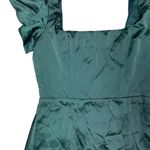 Lulus NWT  Women's Emerald Green Satin Flutter Sleeve Maxi Dress Size L Holiday Photo 4